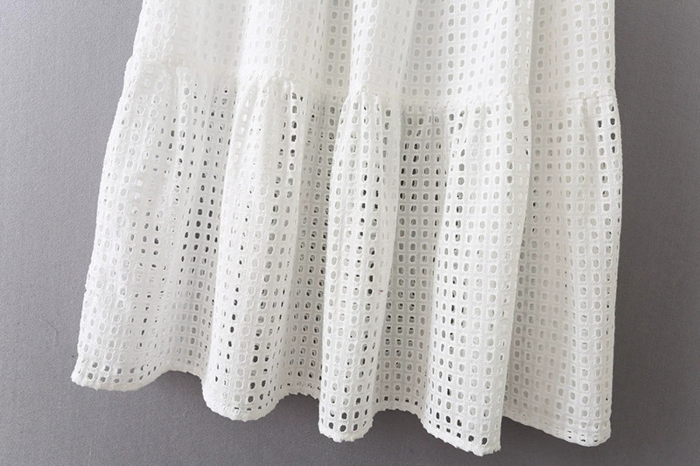Spring Embroidered Drawstring Dress
